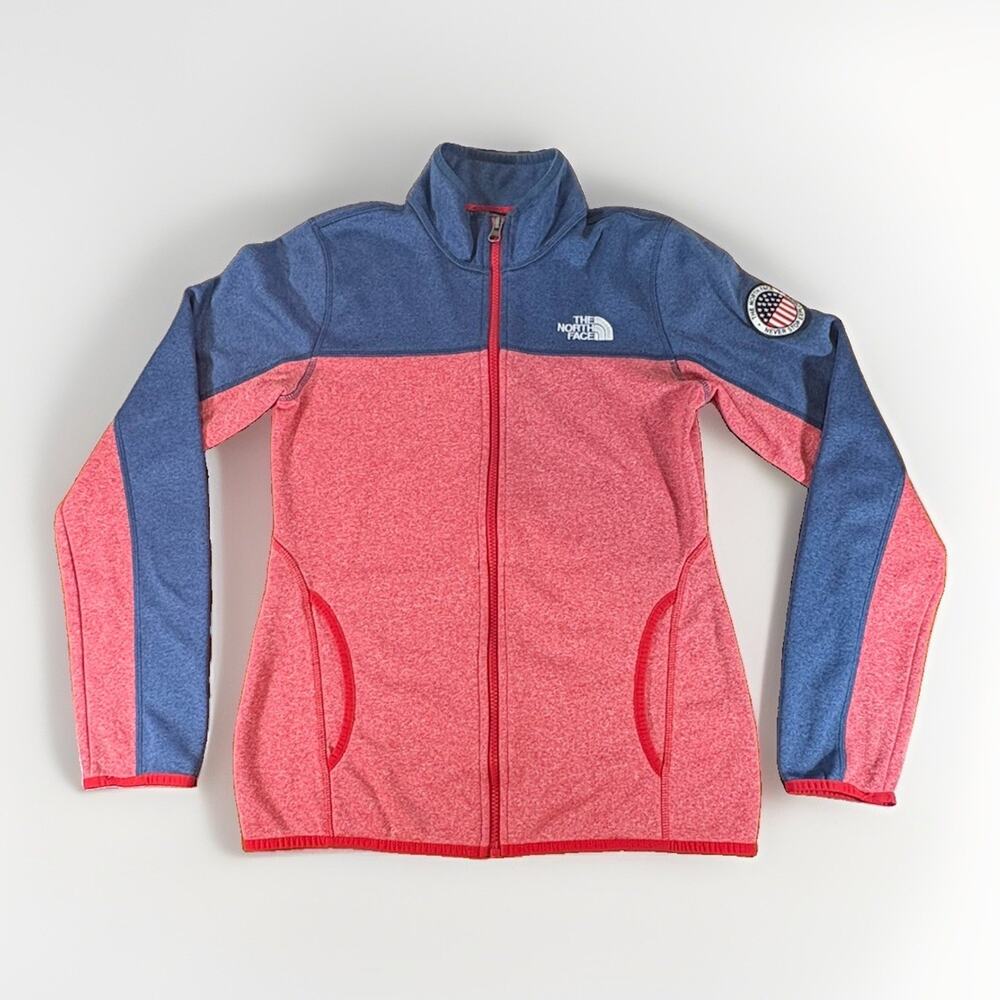 The North Face Mazie Mays Full Zip Fleece Jacket Womens Small Pink Blue USA